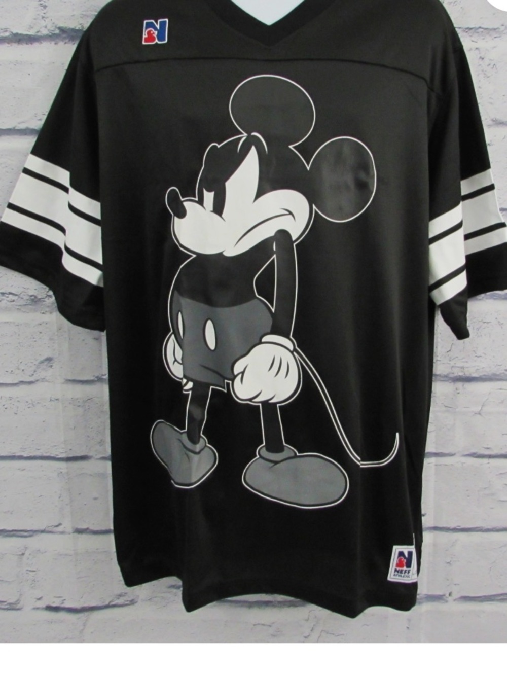 Neff Black and White Mickey Graphic V-Neck Jersey